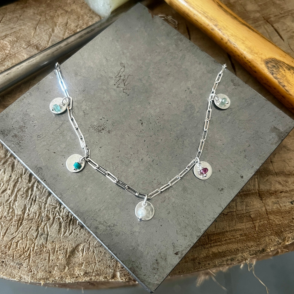 Paper Clip Birthstone necklace