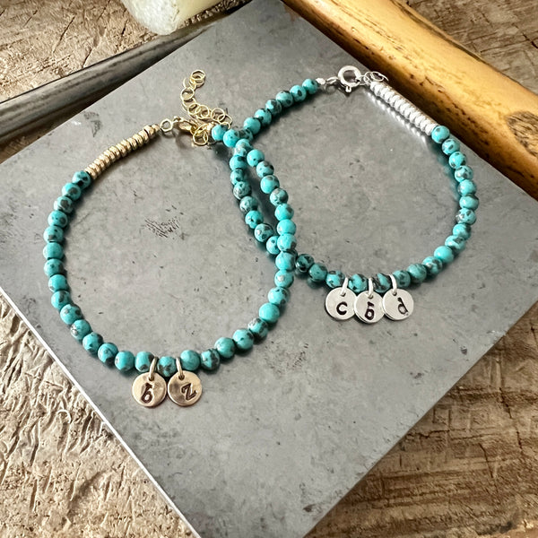 Custom Turquoise Initial Bracelet