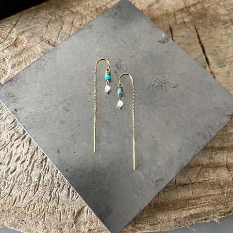 Bluebird threader earrings