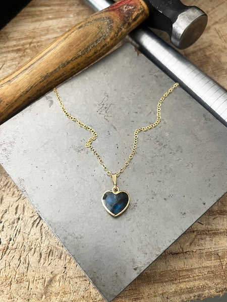 One of a Kind Labradorite Heart Necklace