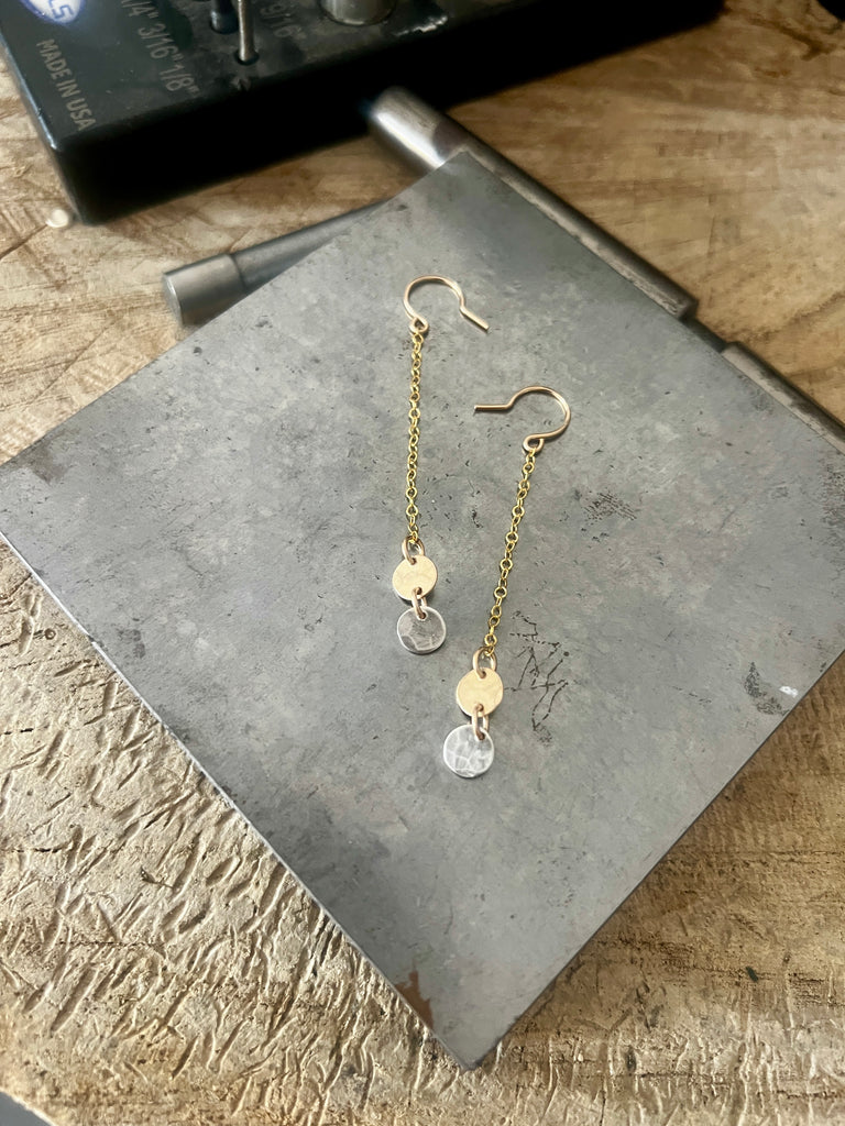 Long Disc Drop earrings