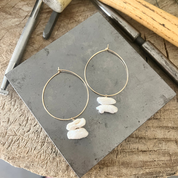 Stacked Pearl Hoops