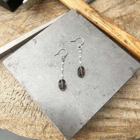 Moonstone and Smoky Quartz earrings