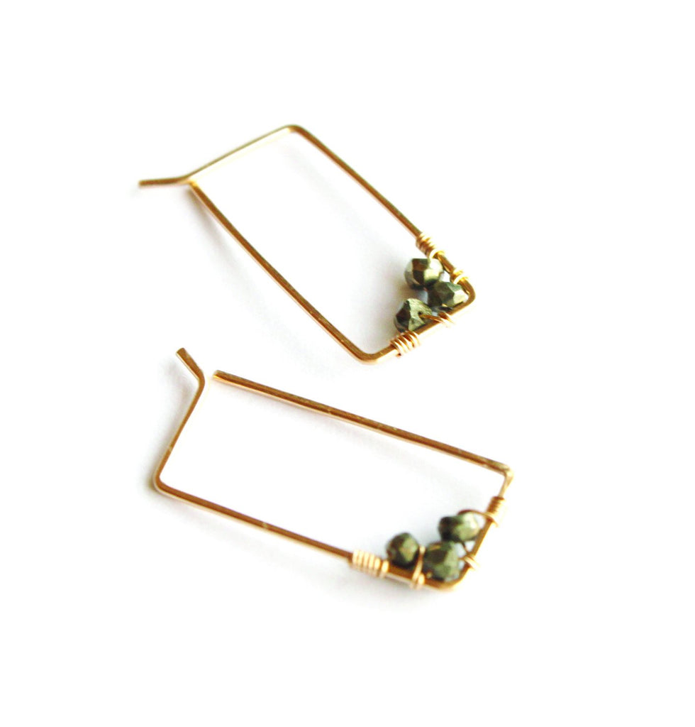 Small Adorned Rectangle hoops - Jamison Rae Jewelry
