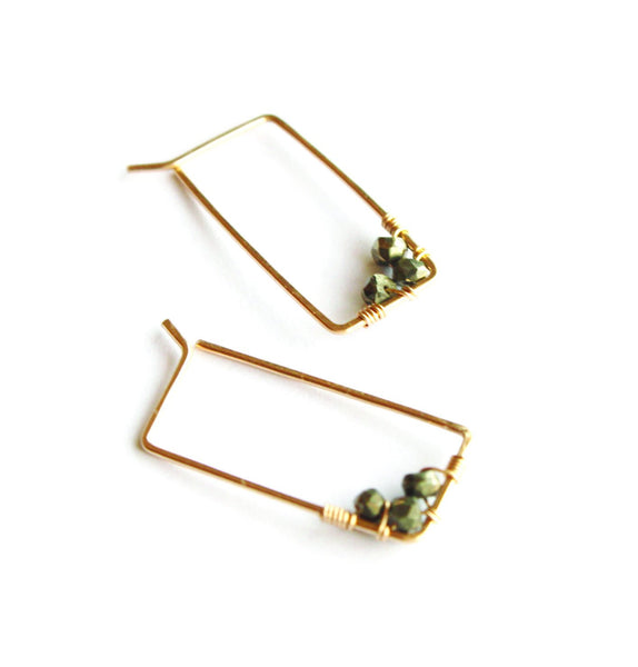 Small Adorned Rectangle hoops - Jamison Rae Jewelry