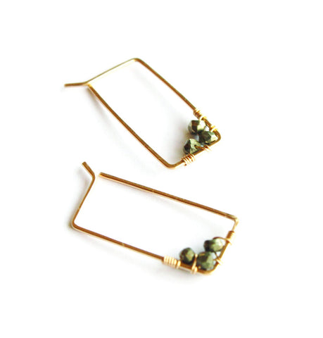 Small Adorned Rectangle hoops - Jamison Rae Jewelry
