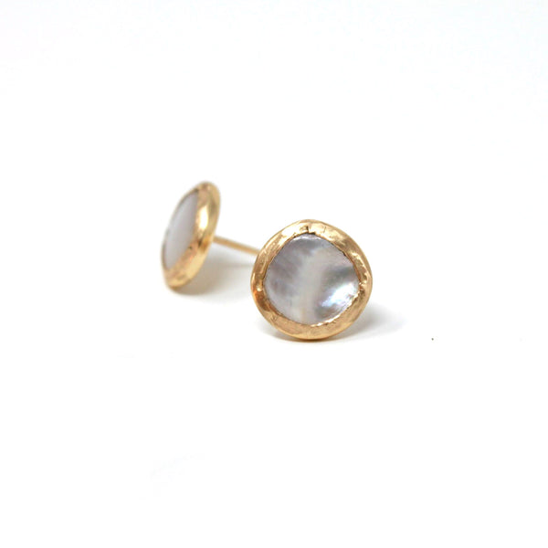 Free Form Mother of Pearl post earrings
