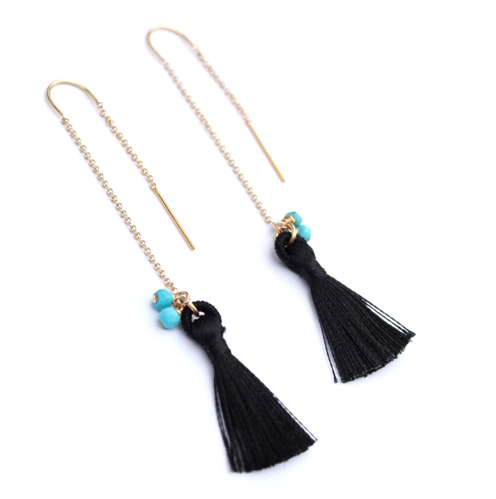 Turquoise and Tassel earrings - Jamison Rae Jewelry